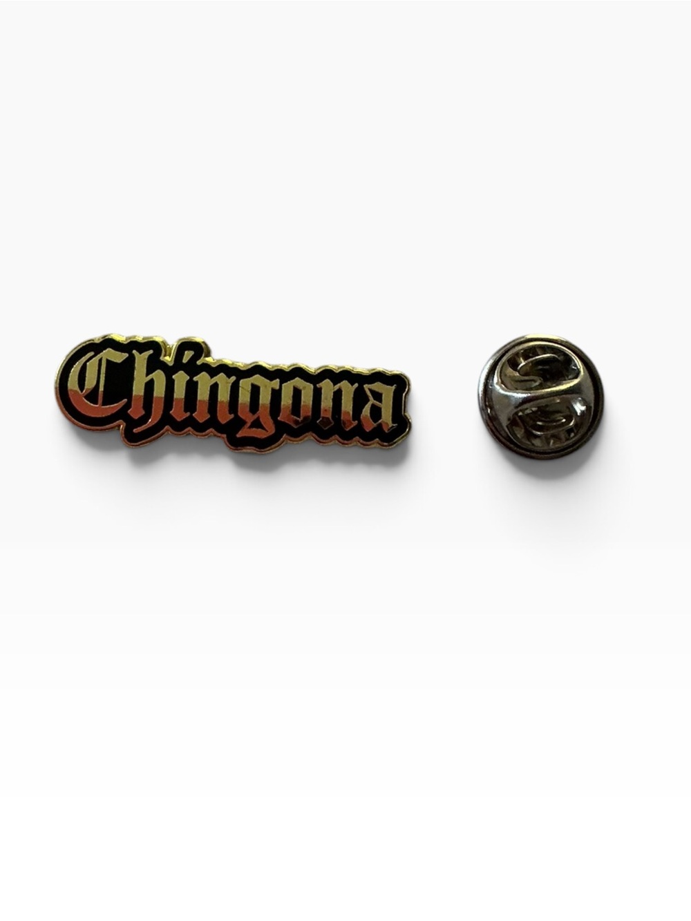Chingona Hard Enamel Pin.- Gold Gothic Latina Power Badge